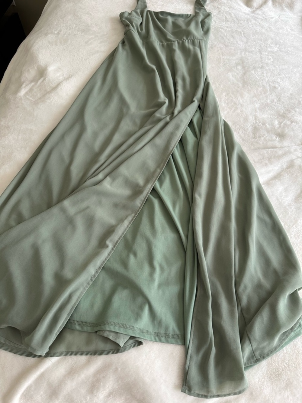 Lulu's Sage Green Maxi Dress with Slit XL - Picture 7 of 8